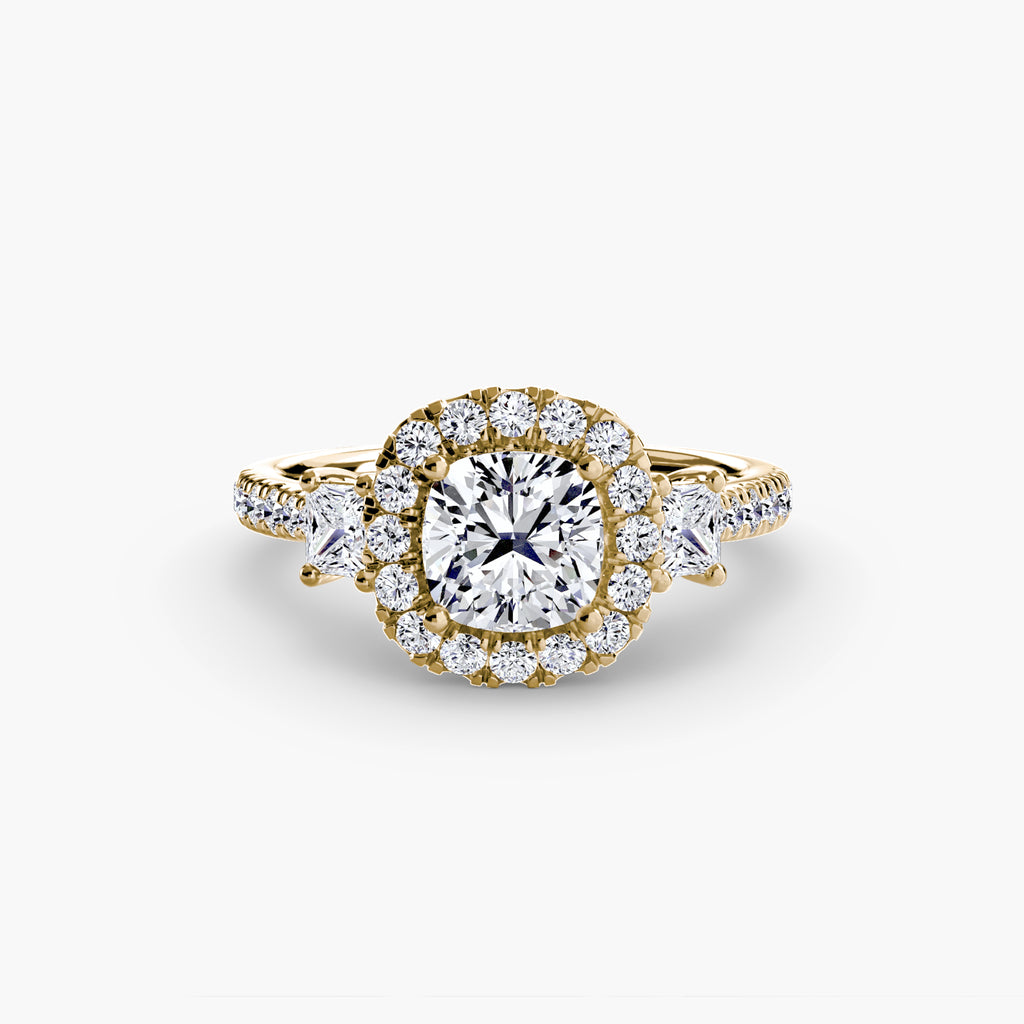 Three-Stone Ring with Halo 2